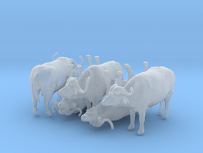 Cape Buffalo Set 1:87 five different pieces in Clear Ultra Fine Detail Plastic