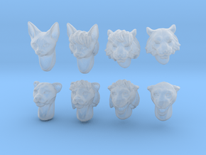 Anthropomorphic cat heads (HSD miniatures) in Clear Ultra Fine Detail Plastic