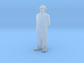 O Scale Old Man 2 with a hat in Clear Ultra Fine Detail Plastic