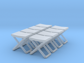 1:48 German Stool Type 1 - Folding Chair x8 in Clear Ultra Fine Detail Plastic
