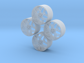 20'' Forgiato Quadrato wheels in 1/24 scale in Clear Ultra Fine Detail Plastic