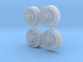 Front laced Borrani wire wheels in Clear Ultra Fine Detail Plastic