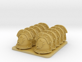 Space Dragons V3 Iron Shoulder Pads in Tan Fine Detail Plastic