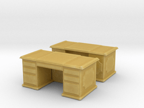Office Wood Desk (x2) 1/100 in Tan Fine Detail Plastic