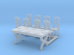 S Scale Table with Place Settings in Clear Ultra Fine Detail Plastic