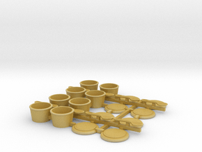 Small Cups Type B with spoons 1/12 scale in Tan Fine Detail Plastic