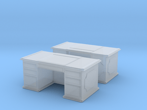 Office Wood Desk (x2) 1/87 in Clear Ultra Fine Detail Plastic