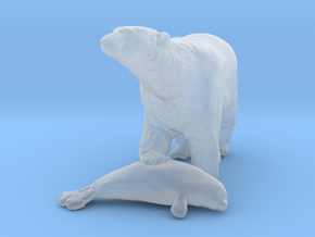 Polar Bear 1:87 Female with Ringed Seal in Clear Ultra Fine Detail Plastic