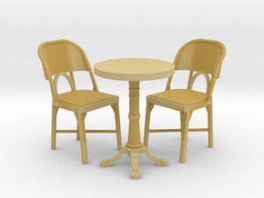 1:48 Cafe Table and Chair Set in Tan Fine Detail Plastic