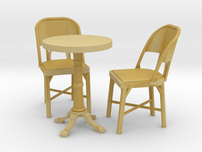1:24 Cafe Table and Chair Set in Tan Fine Detail Plastic