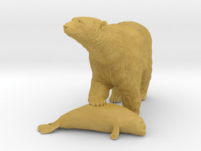 Polar Bear 1:25 Female with Ringed Seal in Tan Fine Detail Plastic