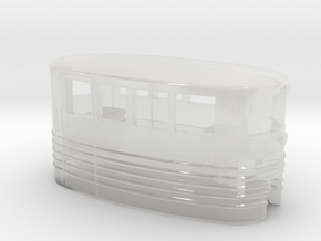 Small Passenger Trolley - Open Windows - Z Scale  in Clear Ultra Fine Detail Plastic