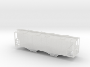 100ton Two Bay Covered Hopper WSF - Nscale in Clear Ultra Fine Detail Plastic