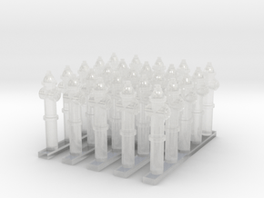 Fire Hydrant - set of 25 - 1:200scale in Clear Ultra Fine Detail Plastic