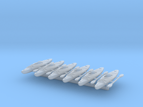 Set of 6 kayaks in 1:72 scale  in Clear Ultra Fine Detail Plastic