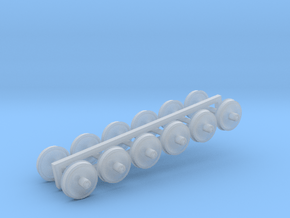 N Scale 36" wheels with bearings 6 pack in Clear Ultra Fine Detail Plastic