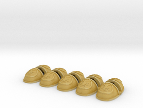 Galactic Knights V7 Rimmed Style Shoulder Pads in Tan Fine Detail Plastic