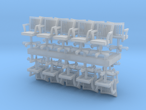HO Scale rolling office chairs x20 in Clear Ultra Fine Detail Plastic