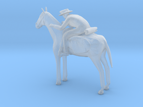 O Scale Cowboy and Horse in Clear Ultra Fine Detail Plastic