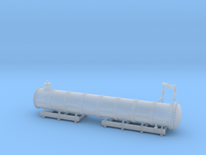 Tie Oil Saturating Wagon Tank & Rack - HO Scale in Clear Ultra Fine Detail Plastic