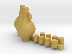 S Scale Cups and Pitchers in Tan Fine Detail Plastic