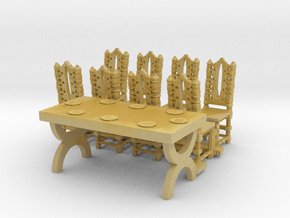 HO Scale Table and Place Settings in Tan Fine Detail Plastic