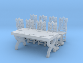 HO Scale Table and Place Settings in Clear Ultra Fine Detail Plastic