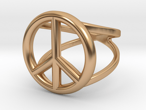 Peace Sign Ring 20 mm Diameter in Polished Bronze: 5.5 / 50.25