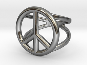 Peace Sign Ring 20 mm Diameter in Polished Silver: 10.5 / 62.75