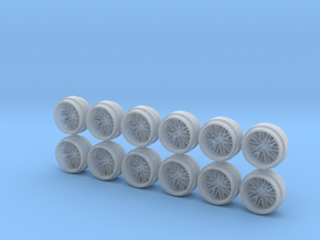 Set of 3 - Multispoke Deep Dish Wheels in Clear Ultra Fine Detail Plastic