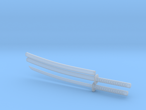 Katana - 1:12 scale - Curved blade - Tsuba in Clear Ultra Fine Detail Plastic