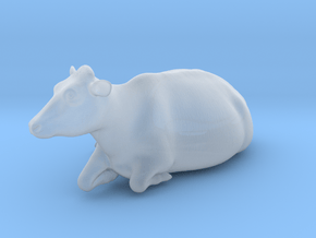 1/64 Dairy Cow Laying Down Looking Right in Clear Ultra Fine Detail Plastic