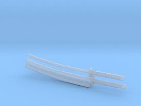 Katana - 1:10 scale - Curved blade - Tsuba in Clear Ultra Fine Detail Plastic