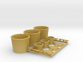 Fastfood Buckets and Cups 1/12 scale in Tan Fine Detail Plastic
