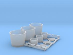 Fastfood Buckets and Cups 1/12 scale in Clear Ultra Fine Detail Plastic
