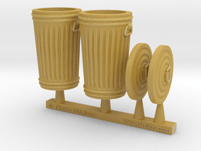 Trash cans 01.  1:43 scale  in Tan Fine Detail Plastic