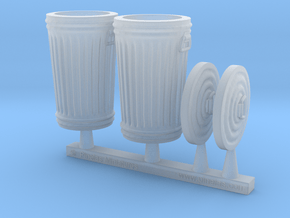 Trash cans 01.  1:43 scale  in Clear Ultra Fine Detail Plastic