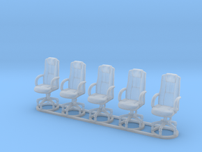 1/64 scale office chairs set A x 5 in Clear Ultra Fine Detail Plastic