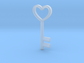 Cute Cosplay Charm - Heart Key in Clear Ultra Fine Detail Plastic