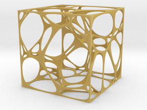 Voronoi Cube 3D in Tan Fine Detail Plastic