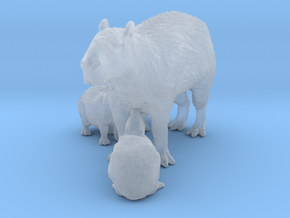 Capybara 1:32 Mother with three young in Clear Ultra Fine Detail Plastic