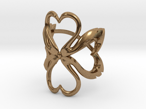 Swan-Heart Ring (small) in Natural Brass
