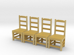 Set of 4 1:48 Simple Dining Chairs in Tan Fine Detail Plastic