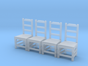 Set of 4 1:48 Simple Dining Chairs in Clear Ultra Fine Detail Plastic