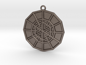 Resurrection Emblem 02 Medallion (Sacred Geometry) in Polished Bronzed-Silver Steel