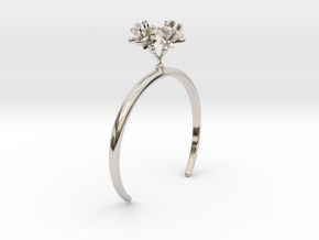 Bracelet with two small flowers of the Cherry R in Rhodium Plated Brass: Extra Small