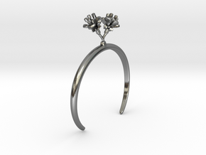 Bracelet with two small flowers of the Cherry R in Polished Silver: Extra Small