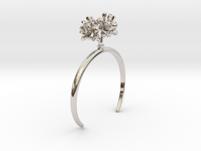 Bracelet with four small flowers of the Cherry in Rhodium Plated Brass: Extra Small