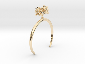 Bracelet with four small flowers of the Cherry in 14k Gold Plated Brass: Medium