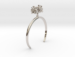Bracelet with four small flowers of the Cherry in Rhodium Plated Brass: Medium